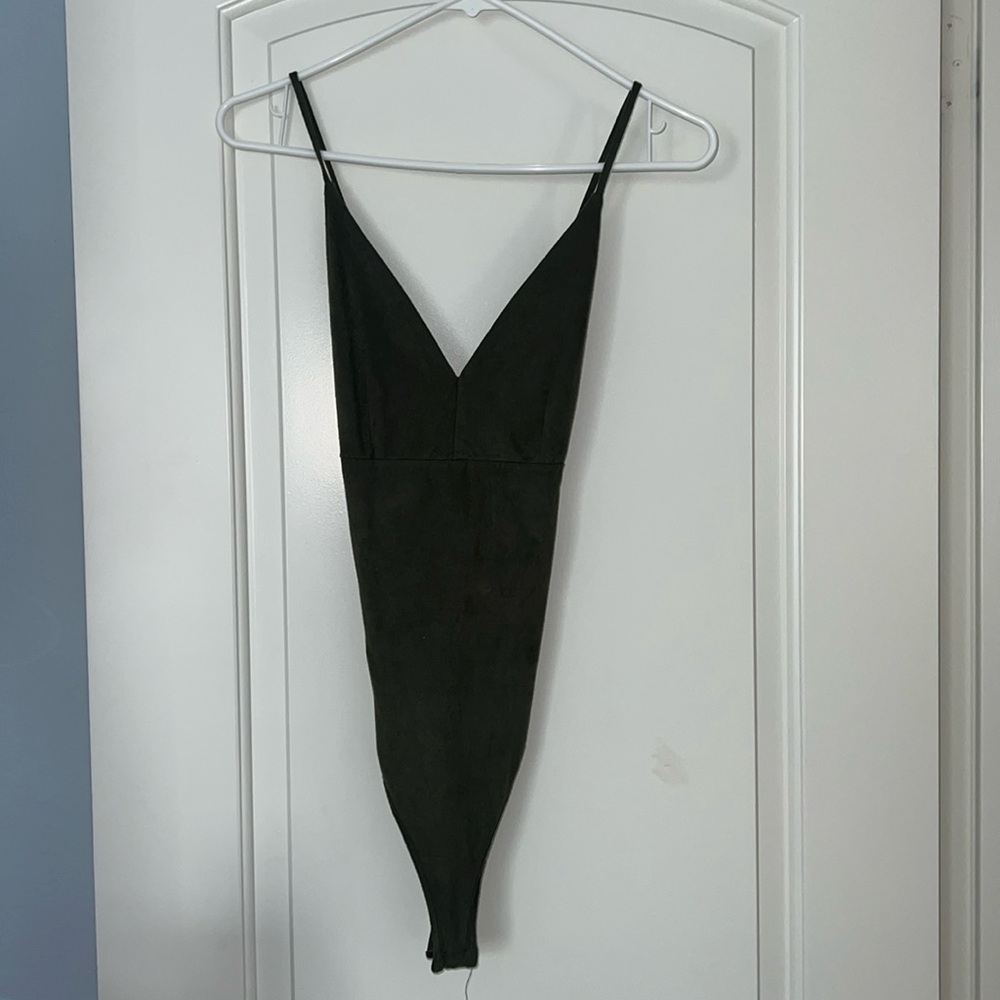 forever 21 olive green suede bodysuit